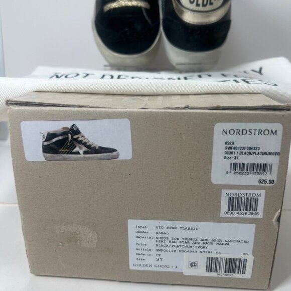 Golden Goose Mid Star platinum Black Women Sneakers Size 37 US7 - Picture 11 of 15